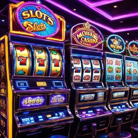 Layar permainan slot online dengan berbagai simbol berwarna-warni yang hidup